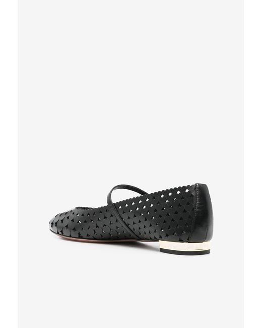 Aquazzura White Amourose Openwork Leather Ballet Flats