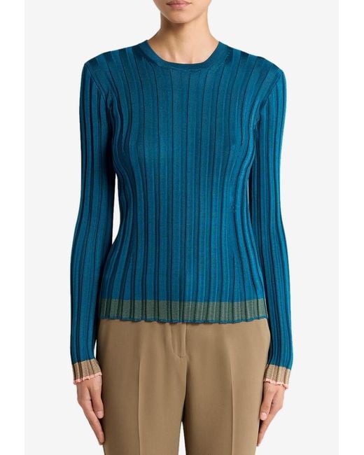 Etro Blue Ribbed Sweater
