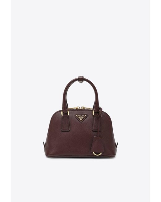Prada Brown Promenade Saffiano Leather Top Handle Bag