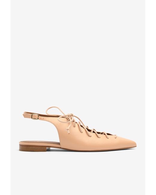 Malone Souliers Natural Alessandra Lace-up Flats