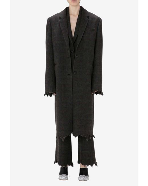 J.W. Anderson Black Checked Distressed Long Coat