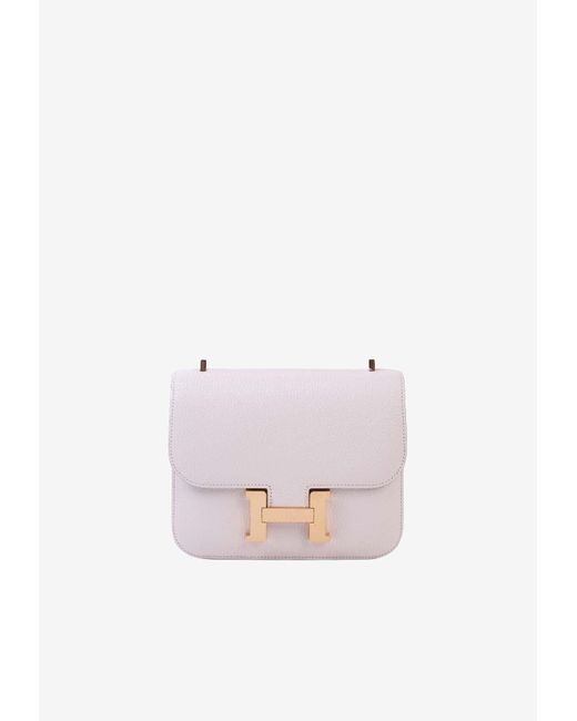 Hermès White Constance 18 In Mauve Pale Chevre Leather With Rose Gold Hardware