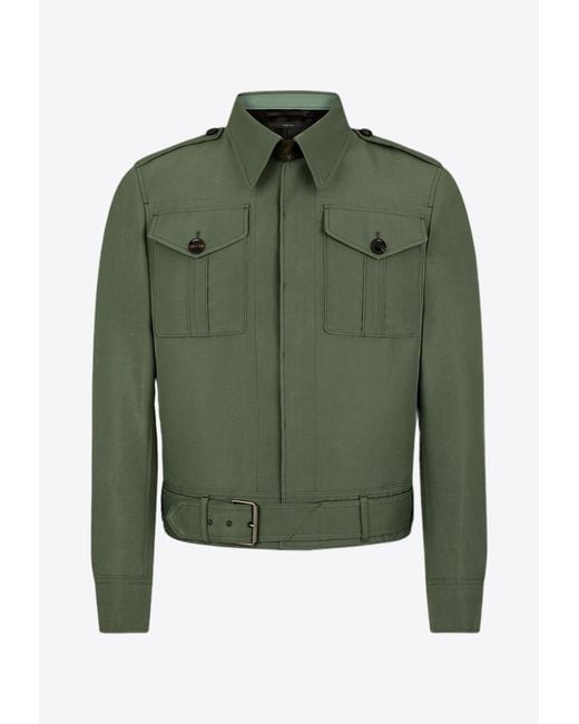 Tom Ford Green Wool And Silk Field Jacket for men