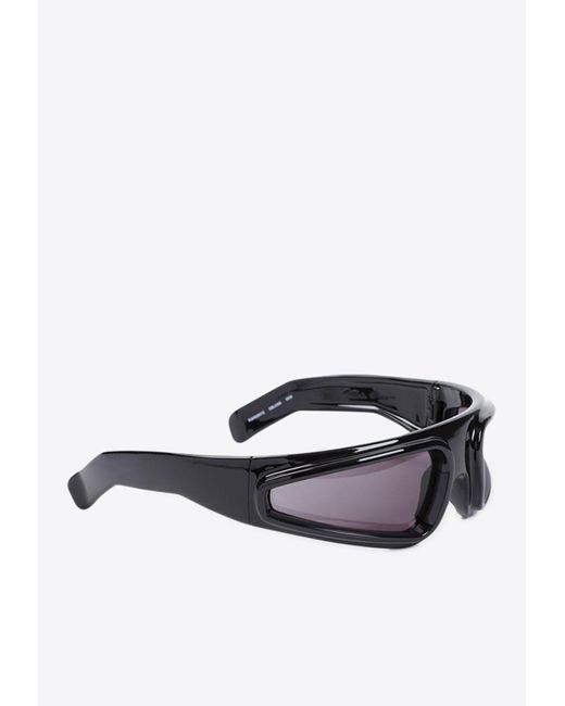 Rick Owens White Shiny Ryder Sunglasses for men