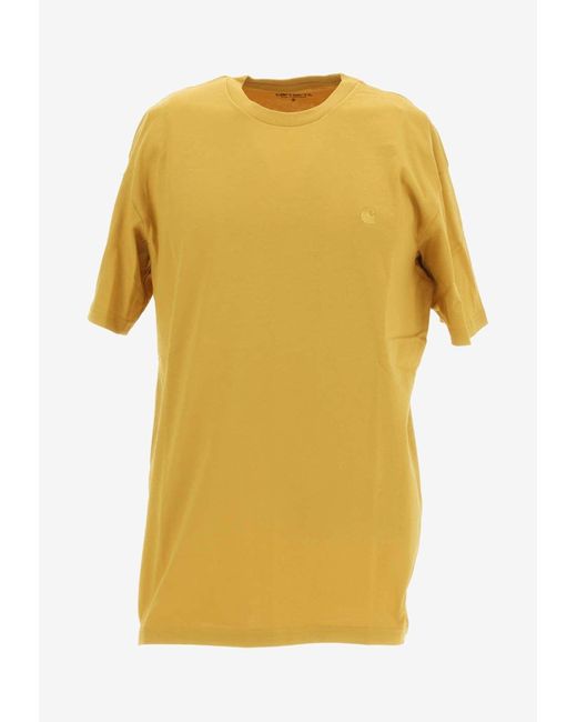 Carhartt Yellow Chase Logo-Embroidered T-Shirt for men