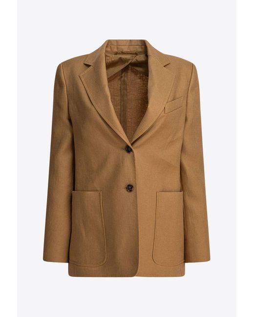 ジャケット MAX MARA GUGLIA SINGLE-BREASTED BLAZER IN LINEN Single-breasted linen blazer, olive green | 