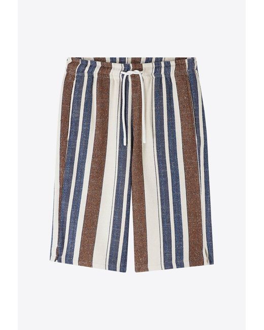 A.P.C. Blue Paul Striped Bermuda Shorts for men