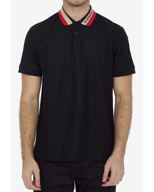 Burberry Black Logo-Detailed Polo T-Shirt for men