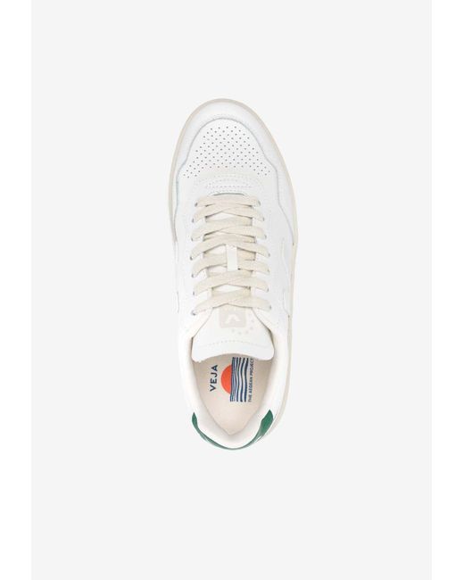 Veja White V-90 Leather Low-Top Sneakers