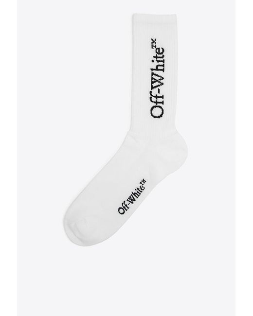 Off-White c/o Virgil Abloh White Logo Intarsia Mid-Calf Socks for men