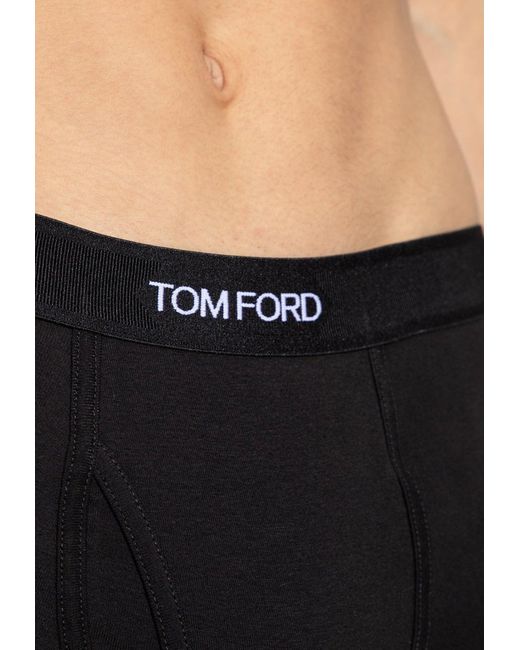 Tom Ford Black Logo Jacquard Stretch Boxer Briefs for men