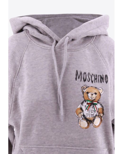 Moschino Purple Teddy Bear Print Hooded Sweatshirt