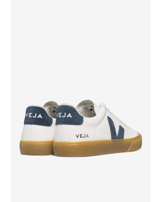 Veja White Campo Leather Low-Top Sneakers for men