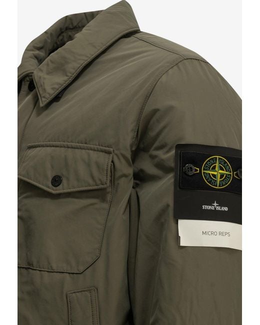 Stone Island Green Compass Patch Padded Jacket for men