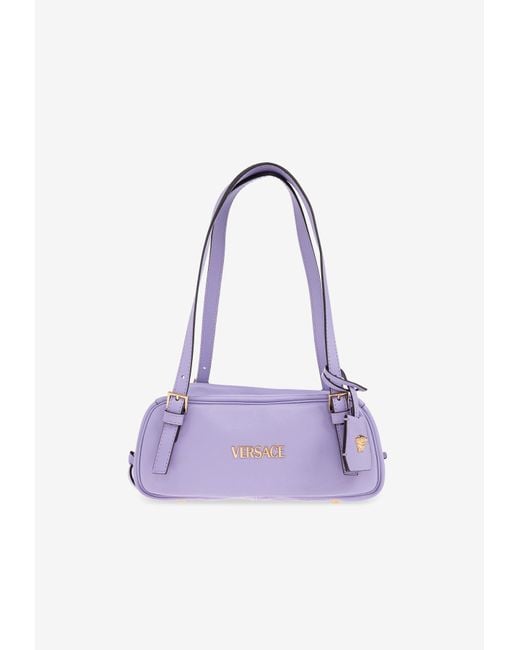 Versace Purple Tag Bowling Leather Shoulder Bag