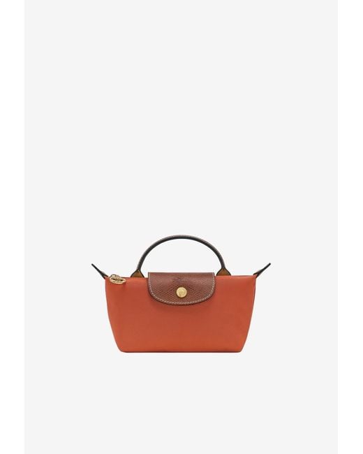 Longchamp Orange Le Pliage Original Top Handle Bag