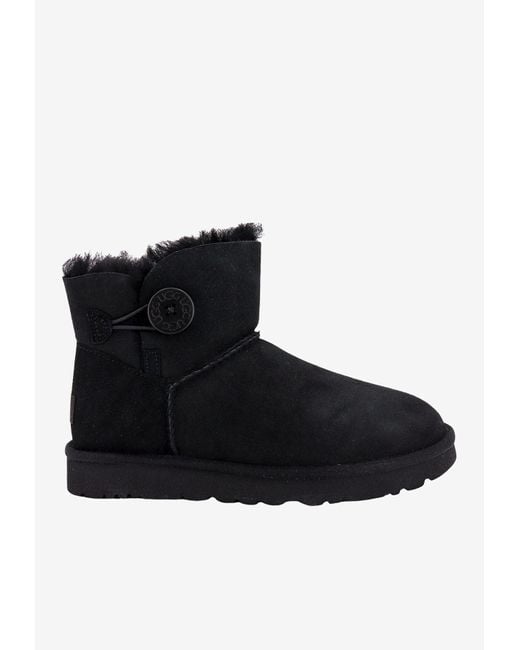 Ugg Black Mini Bailey Button Ii Suede Ankle Boots