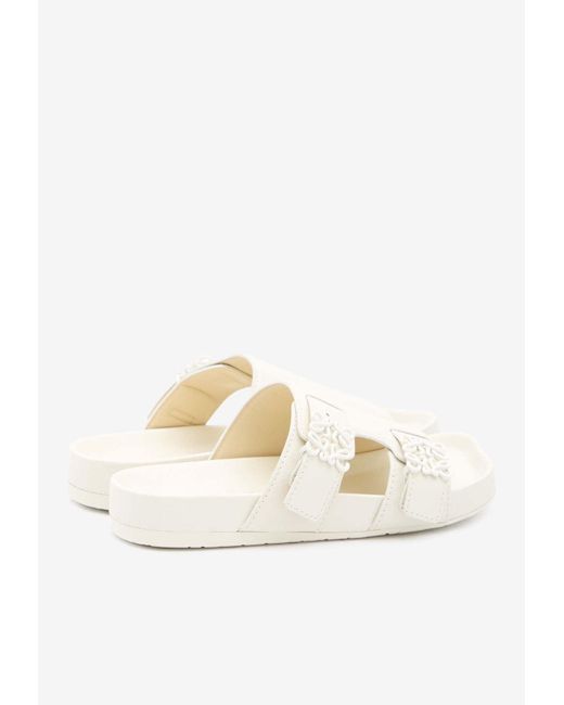 Loewe White Ease Leather Double-Strap Slides