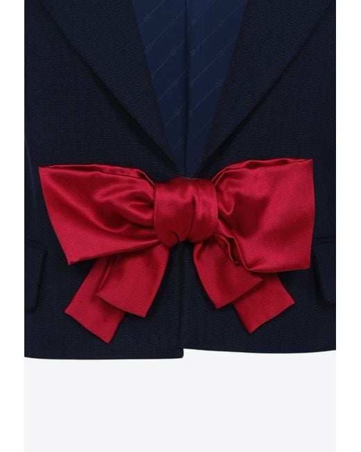 Valentino Blue Bow-Detail Blazer