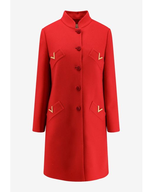 Valentino Red Wool And Cashmere Single-Breasted Coat