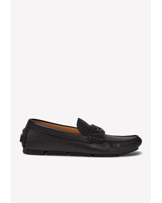 Versace Greca Print Slip-on Leather Loafers in Black for Men | Lyst UK