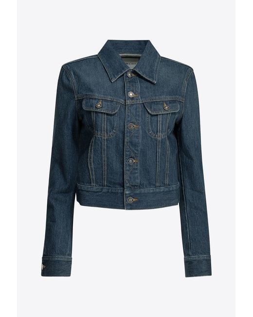 Givenchy Blue Cropped Denim Trucker Jacket