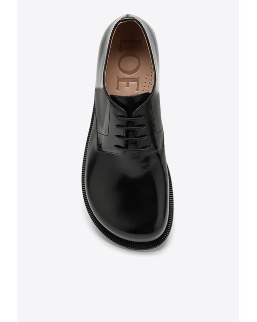 Loewe Brushed Leather Derby Shoes in Black for Men Lyst