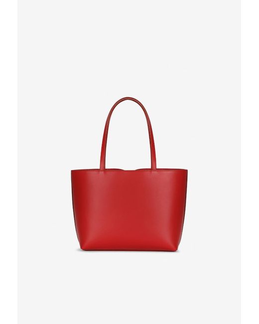 Dolce & Gabbana Red Logo Embossed Small Tote Bag