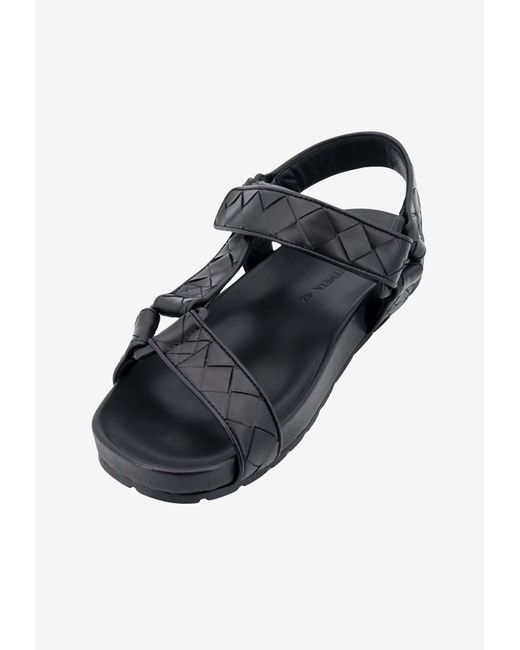 Bottega Veneta Black Trip Intrecciato Leather Sandals for men