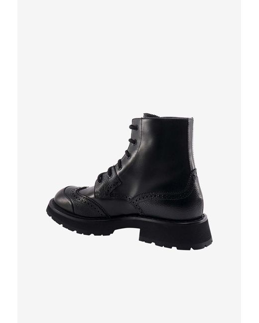 Alexander McQueen Black Punk Worker Leather Ankle Boots for men