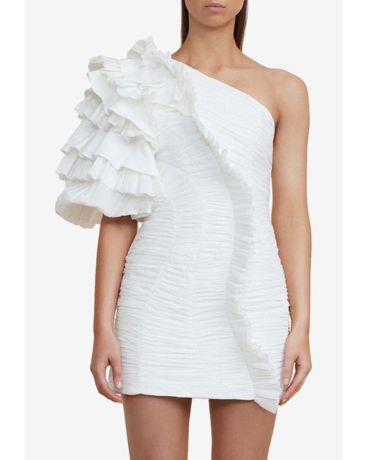 Acler White Ascot One-shoulder Mini Dress