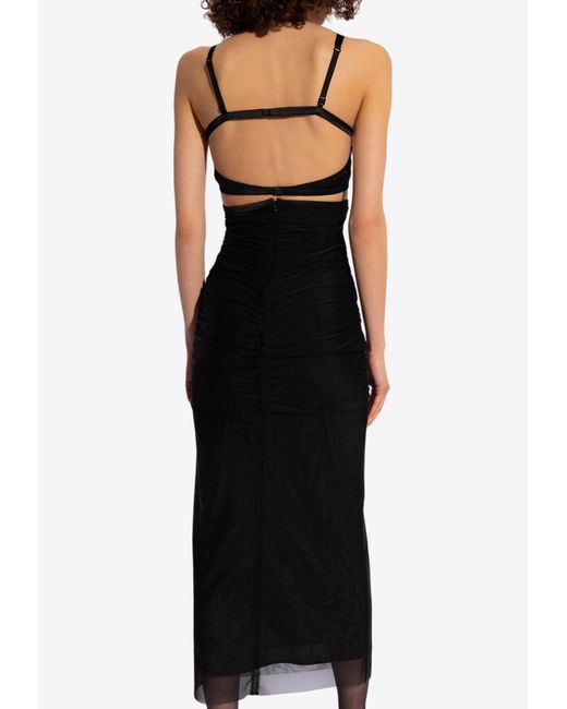 Dolce & Gabbana Black Bustier-Style Sheer Midi Dress