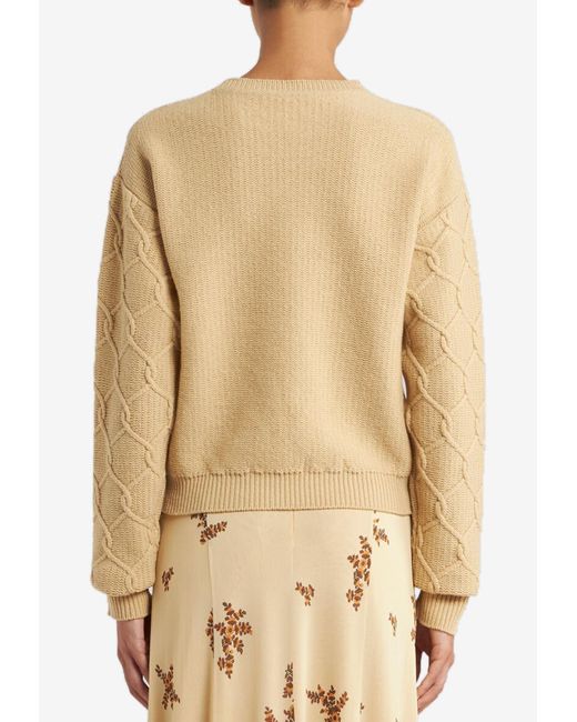 Etro Natural Wool And Cashmere Jumper With Embroidery