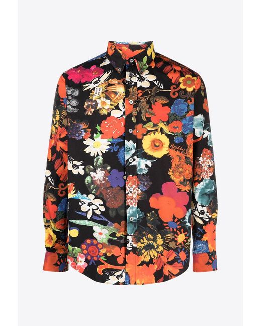 Moschino Multicolor Floral Print Long-Sleeved Shirt for men