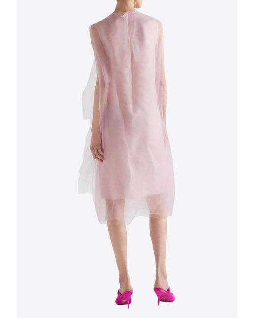 Prada Pink Tulle Midi Layered Dress