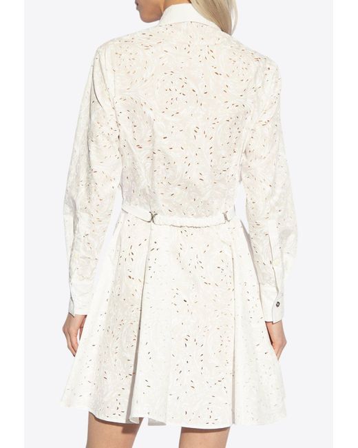 Versace White Barocco Openwork Mini Shirt Dress