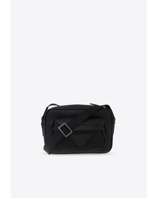 Emporio Armani Black Sustainable Logoed Messenger Bag for men