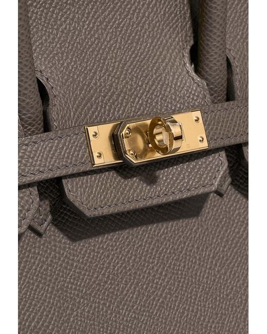 Hermès Kelly 25 Noir (Black)/Gris Etain Epsom Brushed Gold Hardware BGHW