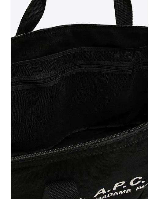 A.P.C. Black Récupération Logo Print Tote Bag for men