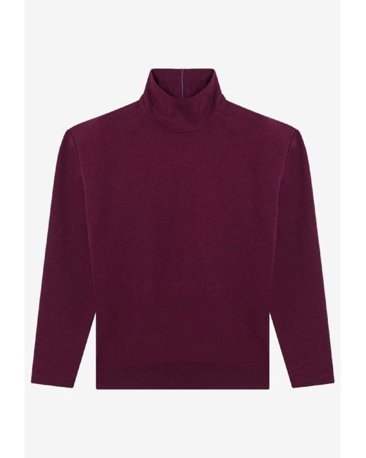 Saint Laurent Purple High-Neck Boxy Sweater