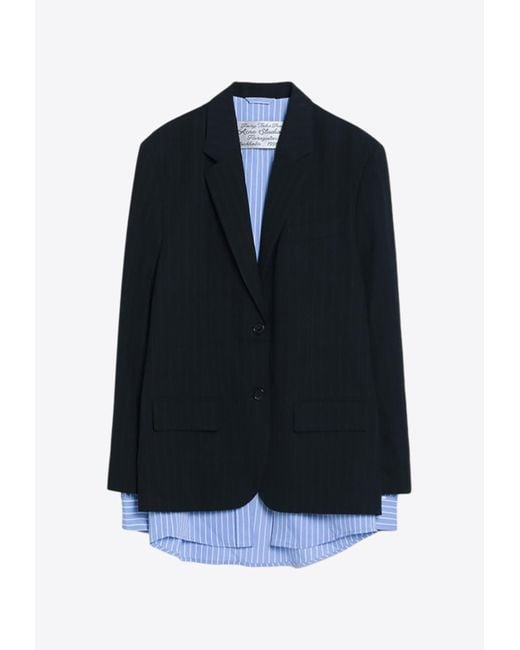 Acne Blue Single-Breasted Layered Blazer