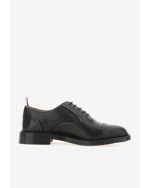 Thom Browne Black Toecap Leather Oxford Shoes for men