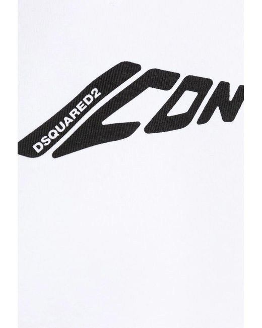 DSquared² White Icon Print Drawstring Hoodie