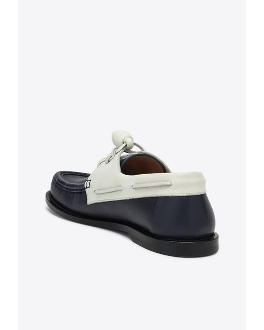 Loewe Blue Campo Leather Boat Shoes