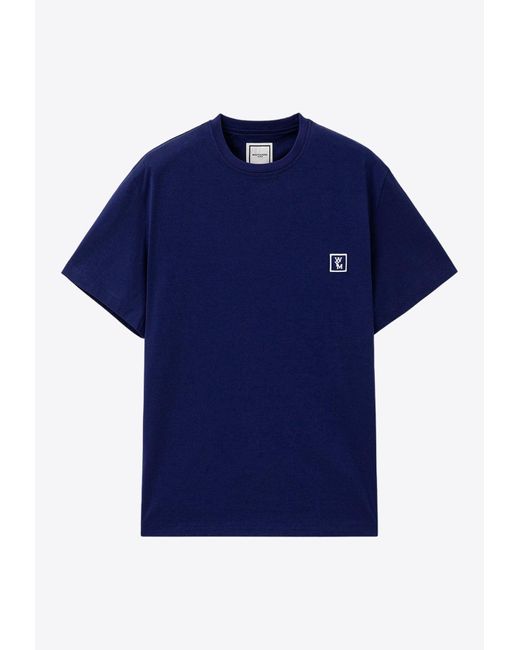 Wooyoungmi Blue Logo Embroidered Crewneck T-shirt for men