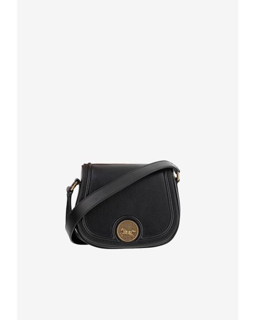 Chloé Black Horse Medal Leather Saddle Bag