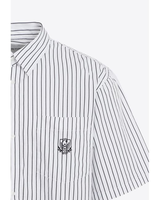 Carhartt White Linus Logo-Embroidered Striped Shirt for men