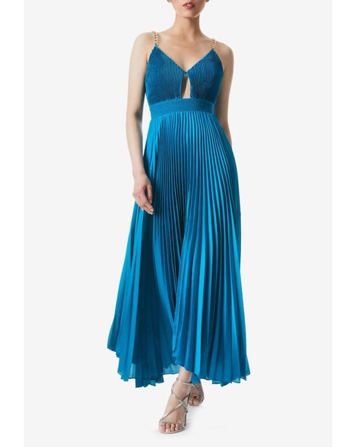 Alice + Olivia Synthetic Gloria Pleated Maxi Dress With Chain Straps in
