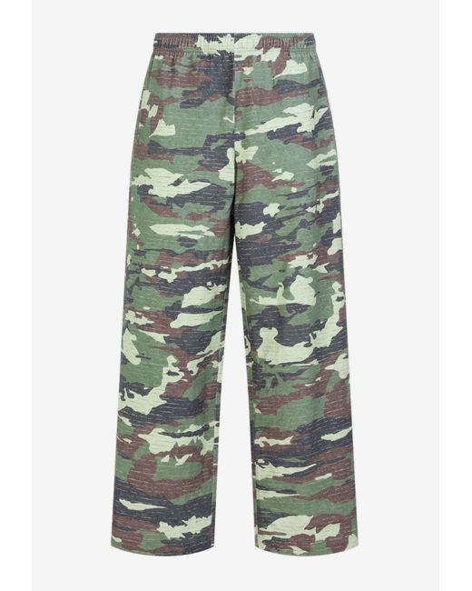 Acne Green Camouflage Print Cargo Pants for men