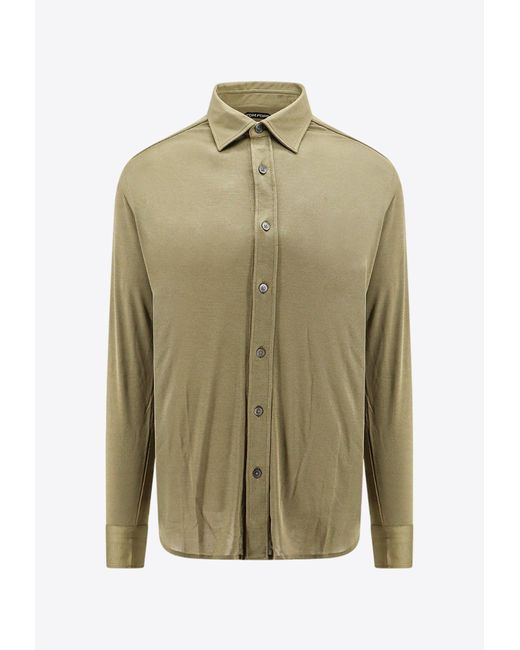 Tom Ford Green Long-Sleeved Silk Shirt for men